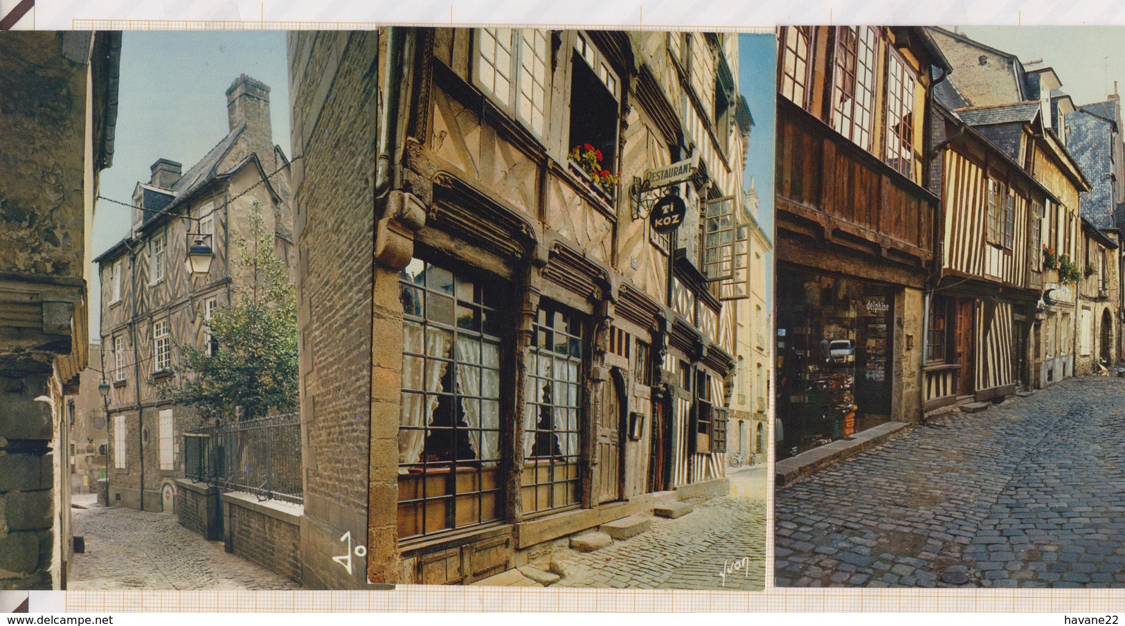 8AK703 Lot De 3 Cartes RENNES VIEILLES MAISONS VIEUX RENNES RUE GRILLON TI KOZ RUE PSALETTE 2 SCANS - Rennes