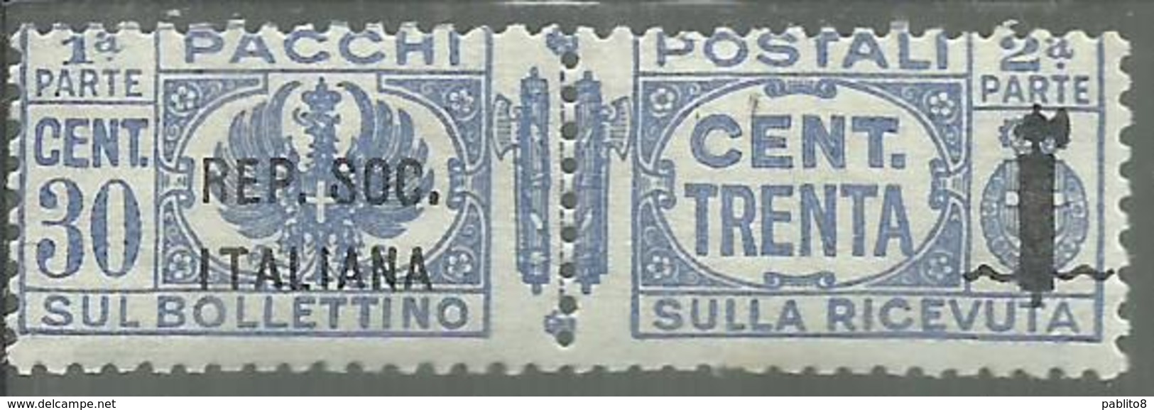 ITALIA REGNO ITALY KINGDOM 1944 RSI REPUBBLICA SOCIALE PACCHI FASCIETTO CENT. 30c MNH - Postal Parcels