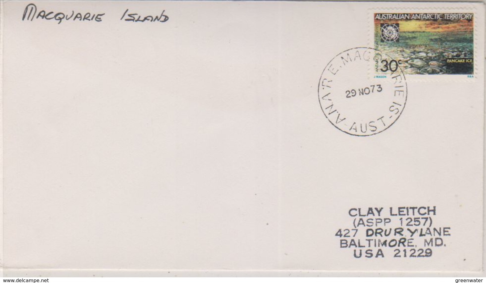 AAT Macquarie Island Ca 29 No 73 Cover To USA (38412) - Brieven En Documenten