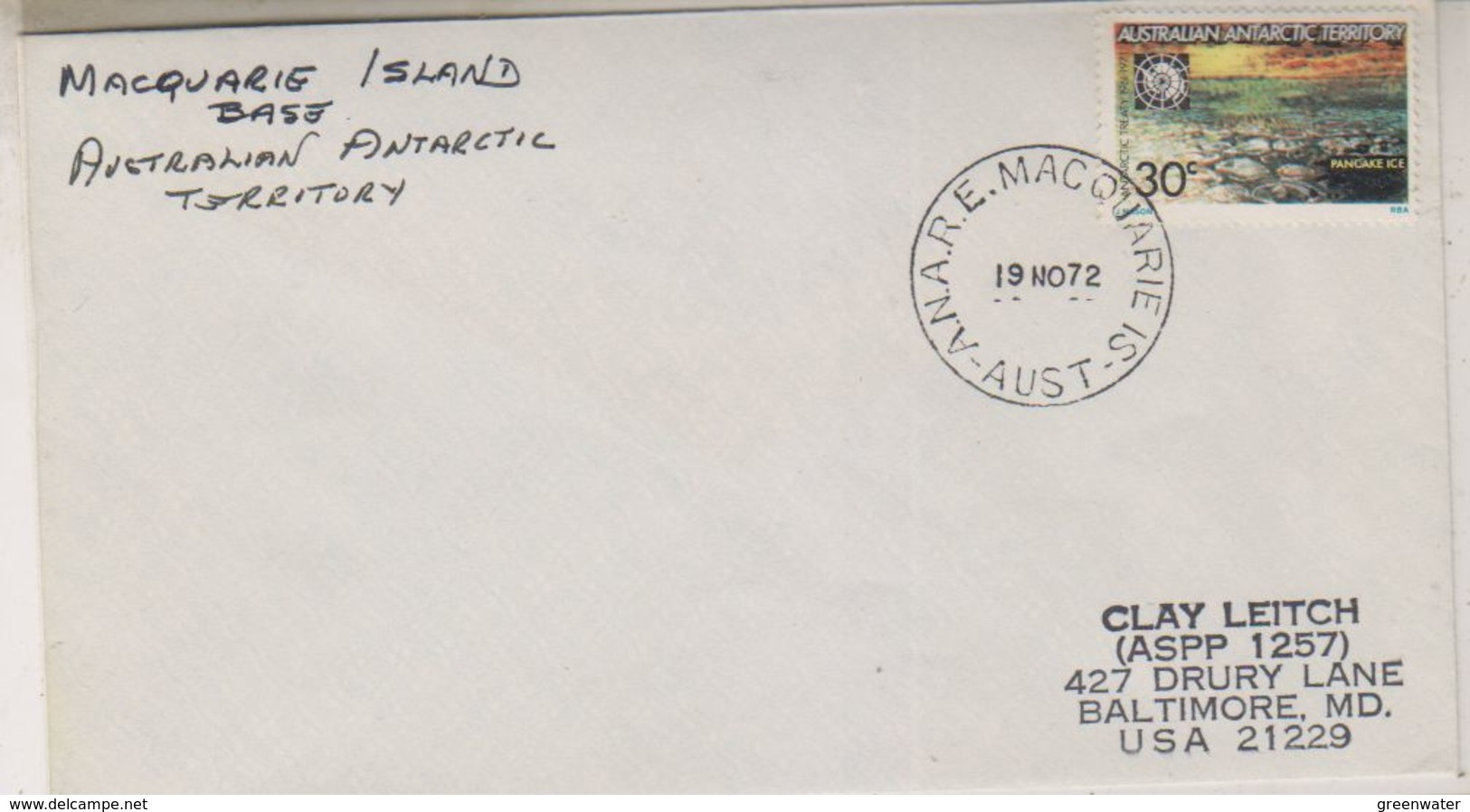 AAT Macquarie Island Ca 19 No 72 Cover To USA (38413) - Brieven En Documenten