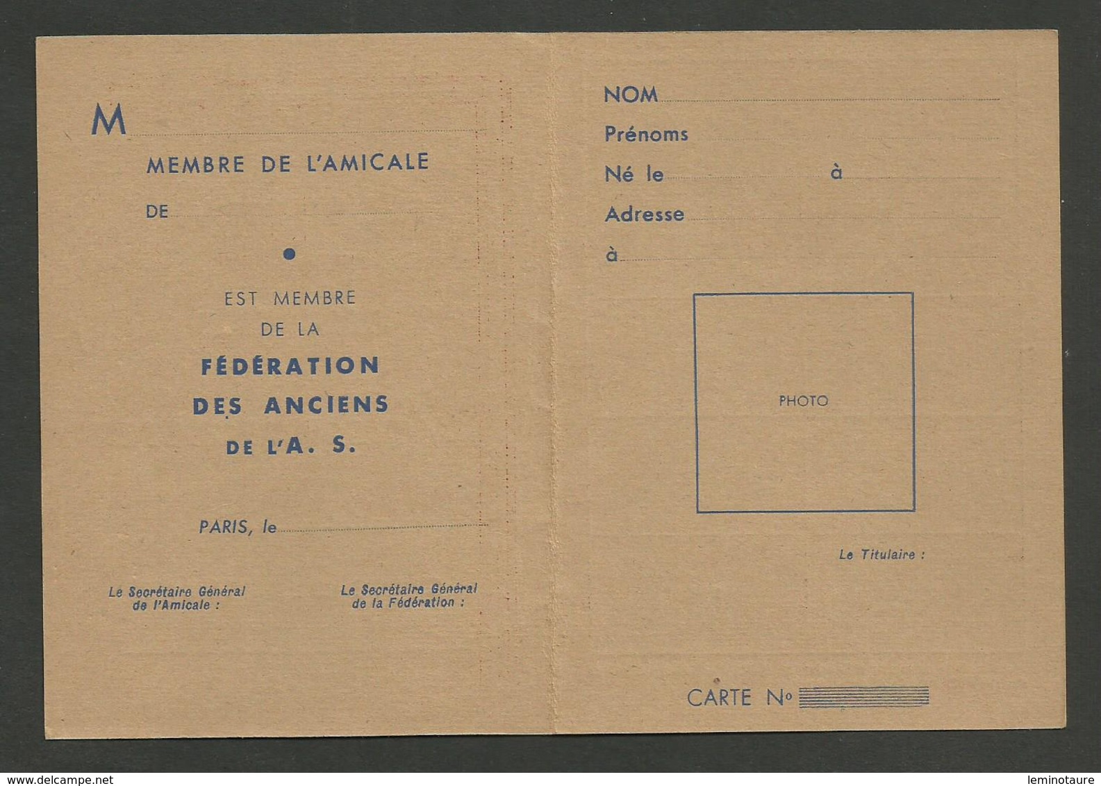 Militaria / Carte Neuve Membre " Fédération Des Anciens De L'armée Secrete " / Avec Croix De Lorraine - Documents Historiques