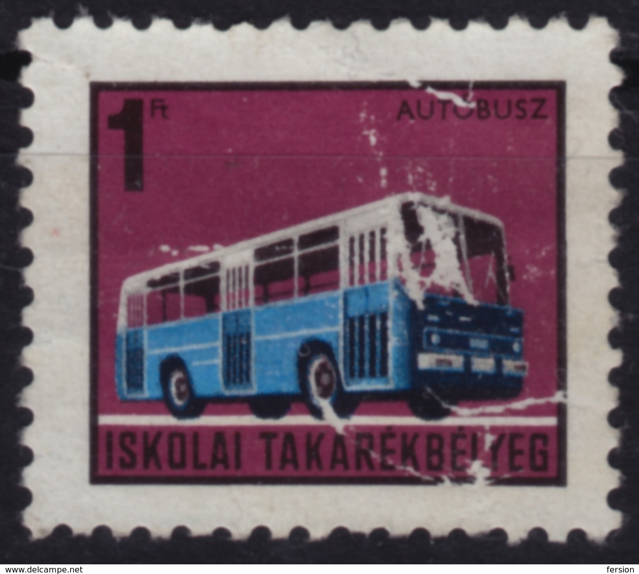 BUS AUTOBUS - School Bank / Children Savings Stamps / Revenue Stamp - 1970's HUNGARY - Used - Busses