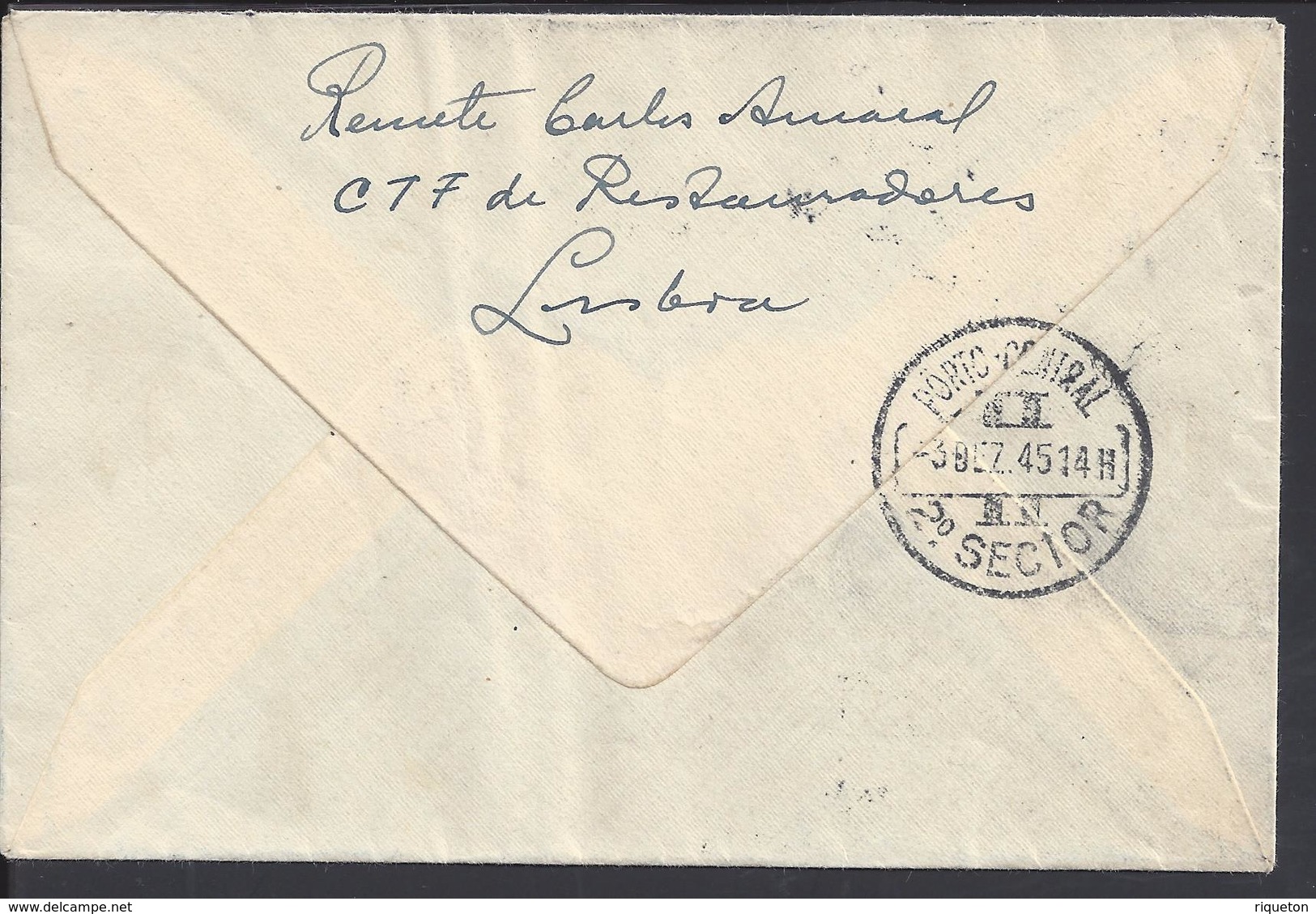PORTUGAL - 1945 - Enveloppe 1er Vol Postal "Lissoa-Porto" Timbre Aérien Sur Enveloppe Vers Porto - B/TB - - Lettres & Documents