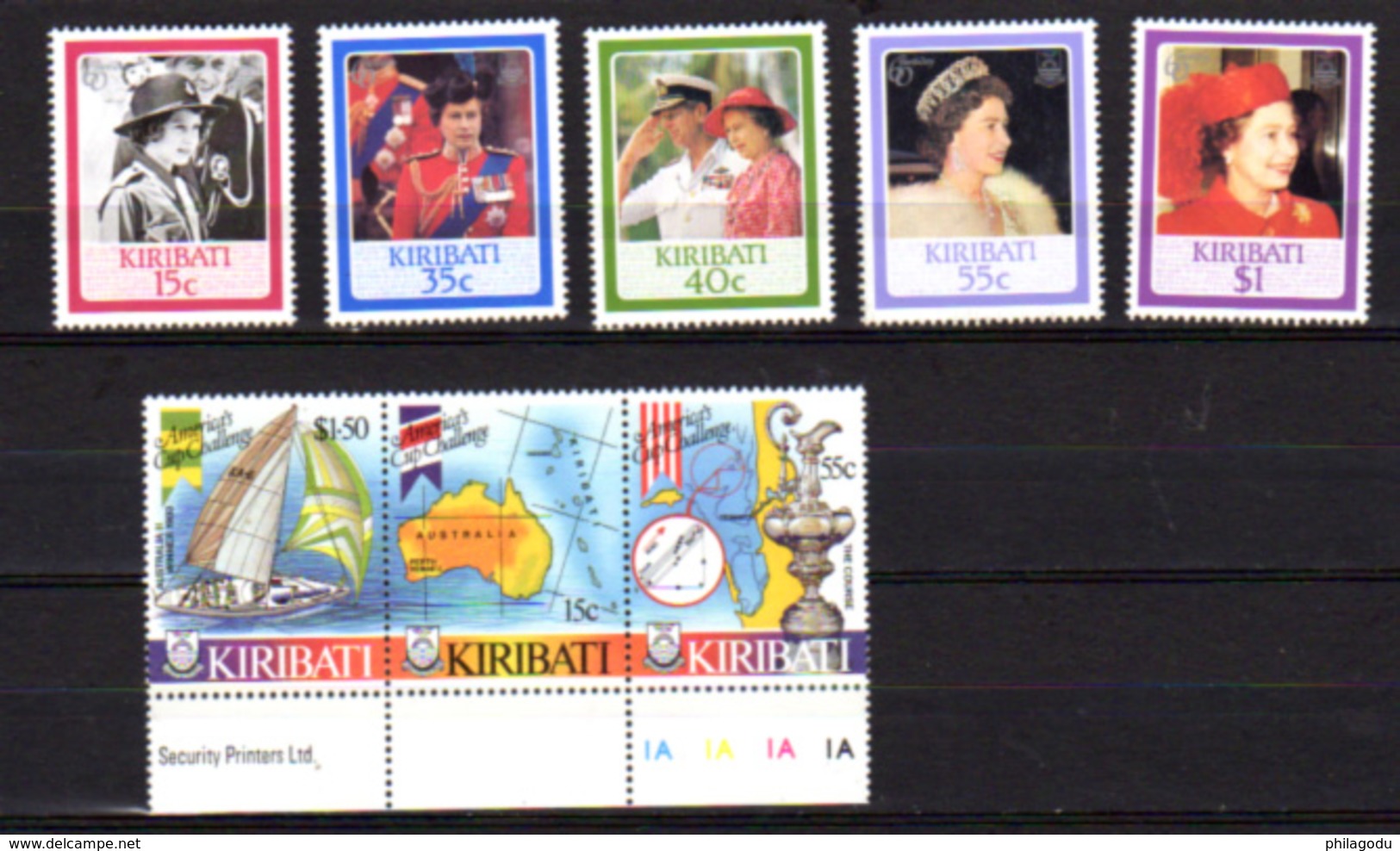 1986    Kiribati, 60°ans  Elisabeth Et Course à La Voile Yv. 149 / 153 Et  163 / 165**,  Cote 11,50 €, - Kiribati (1979-...)