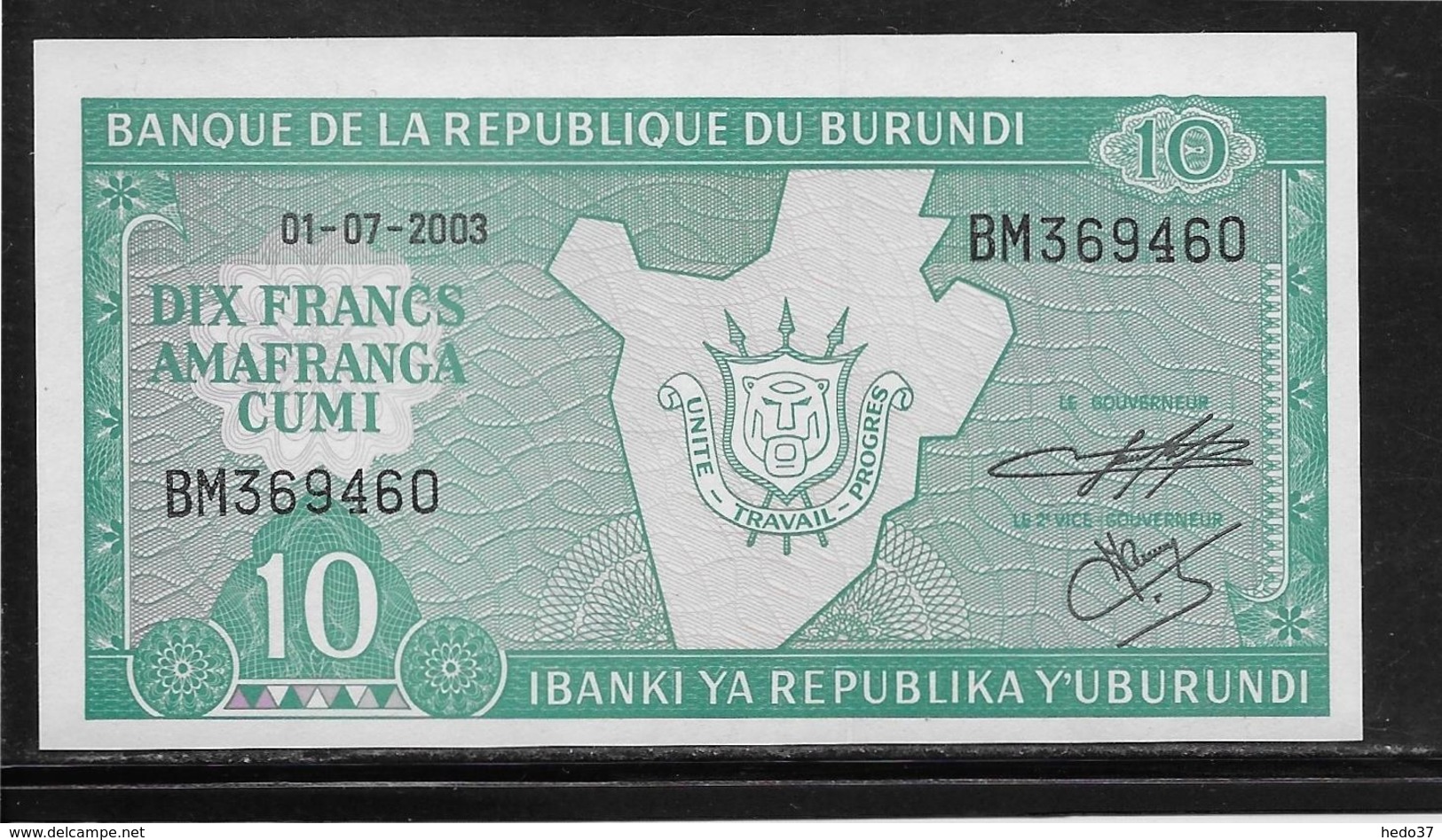 Burundi - 10 Francs - 1-7-2003 - NEUF - Burundi