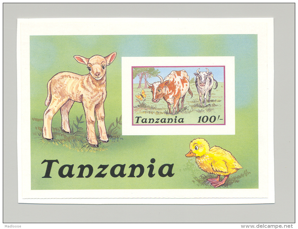 Tanzania 1988 Cow 1v S/S Imperf Proof On Card - Tanzania (1964-...)