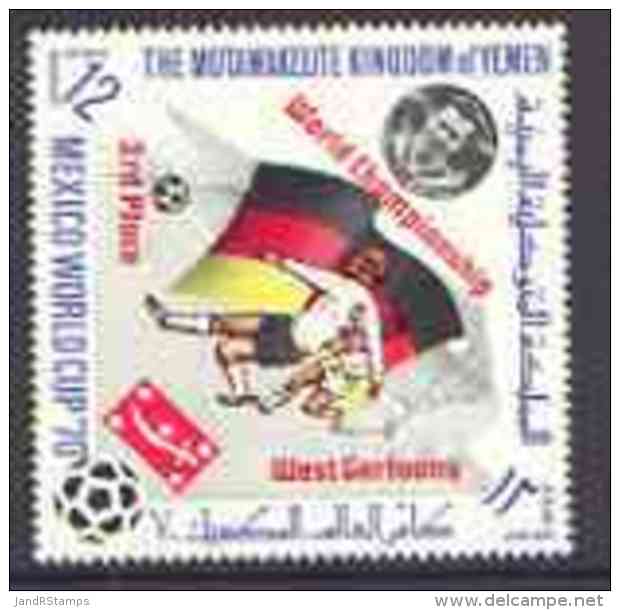 31434 Yemen - Royalist 1970 World Cup Football 12b Value (Germany Mi 982) (perf Diamond Shaped) Opt'd 'World Championshi - 1970 – Mexique