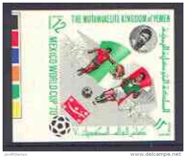 31437 Yemen - Royalist 1970 World Cup Football 12b Value (Mexico Mi 983) Imperf Diamond Shaped Unmounted Mint* - 1970 – Mexico