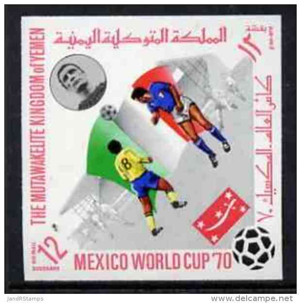 44340 Yemen - Royalist 1970 World Cup Football 12b Value (Italy Mi 984) Imperf Diamond Shaped Unmounted Mint* - 1970 – Mexico