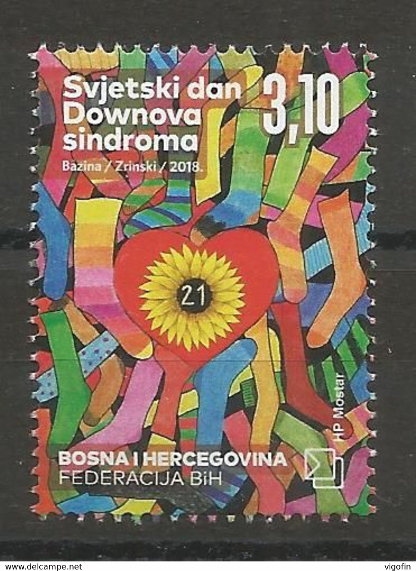 BHHB 2018-474 WARLD DAY DOWN SIDROM, BOSNA AND HERCEGOVINA HERCEGBOSNA CROAT, 1v, MNH - Médecine