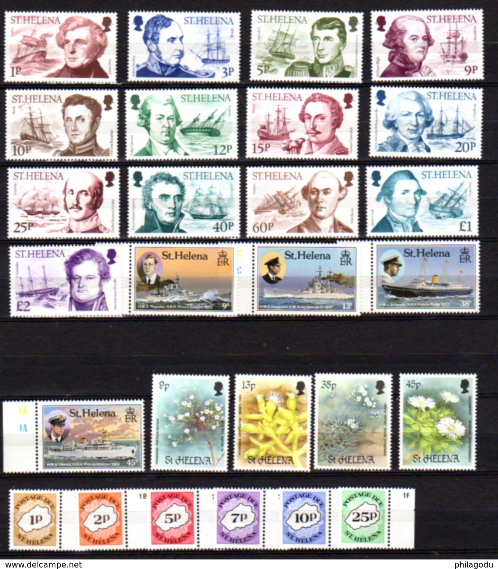 1985-87  Sainte-Hélène,  Yv.425 / 469 + Tx 1-6**, Cote 80 €  Le Triste Rocher Où Napoléon Fini Ses Jours - Sainte-Hélène