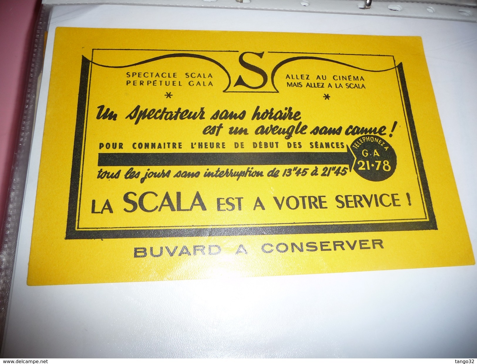 BUVARD Publicitaire  BLOTTING PAPER  LA SCALA Cinéma - S