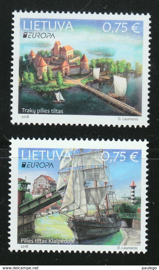 Lithuania,Lietuva ,Litauen.Lituanie   2018 Stamps Europa Bridges Trakai Memel - Lituanie