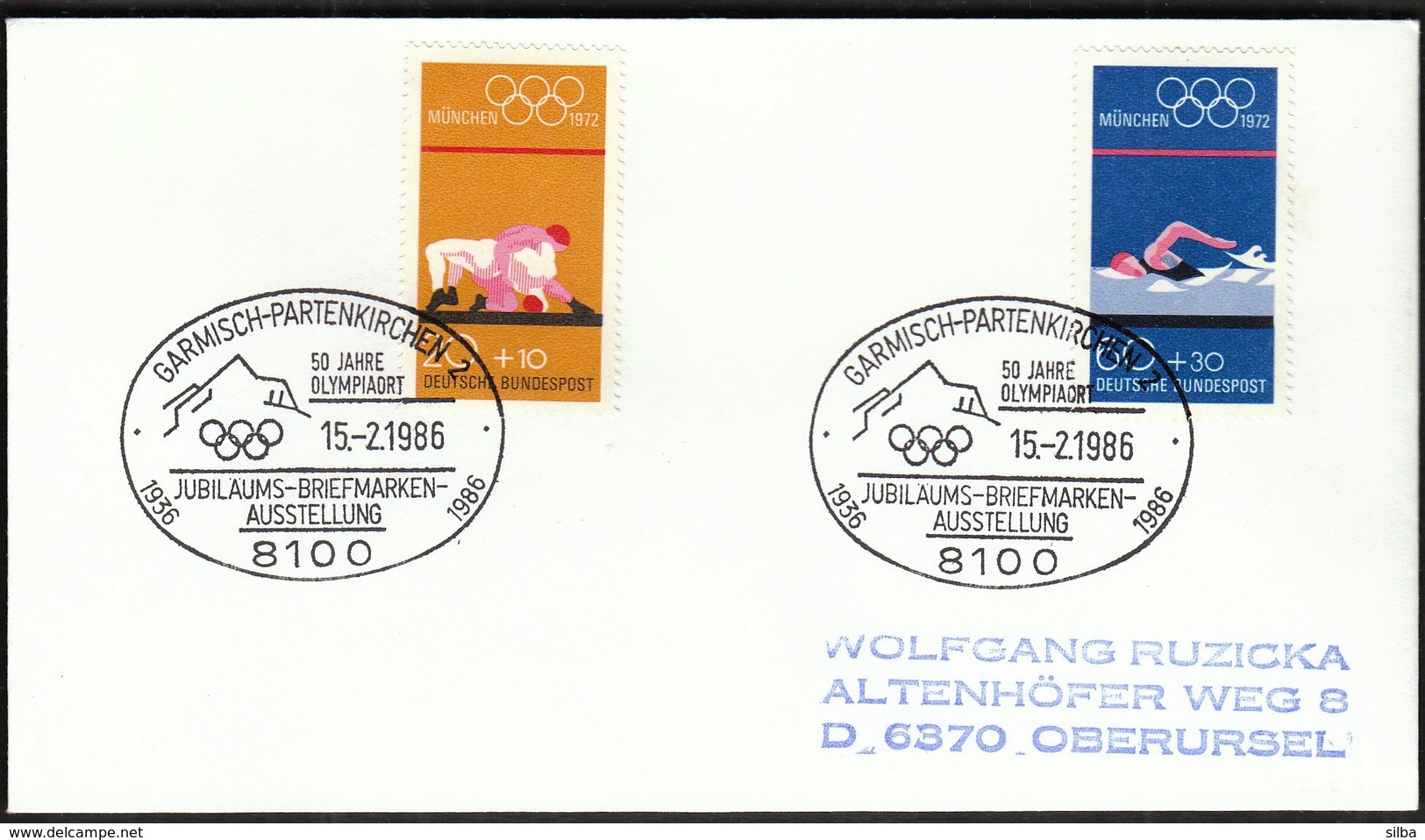 Germany Garmisch-Partenkirchen 1986 / Olympic Games / 50 Jahre Olympiaort Briefmarkenausstellung - Invierno 1936: Garmisch-Partenkirchen
