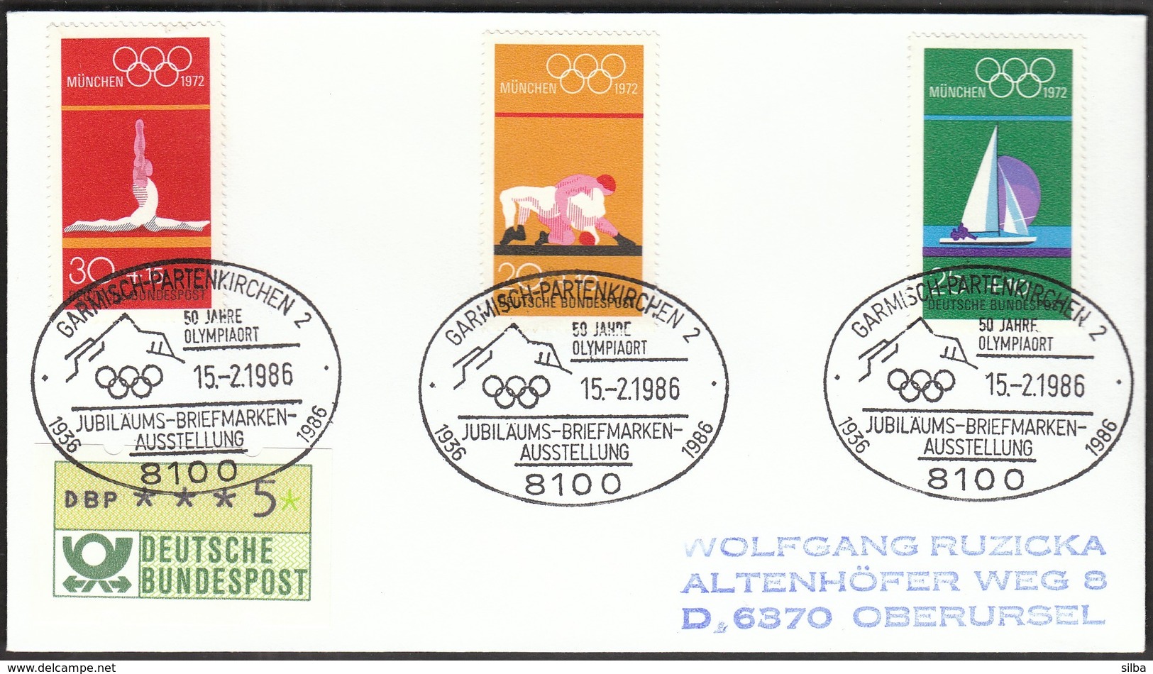 Germany Garmisch-Partenkirchen 1986 / Olympic Games / 50 Jahre Olympiaort Briefmarkenausstellung - Winter 1936: Garmisch-Partenkirchen