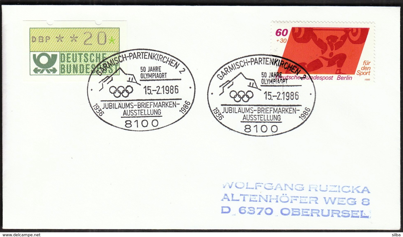 Germany Garmisch-Partenkirchen 1986 / Olympic Games 1936 / 50 Jahre Olympiaort Briefmarkenausstellung - Hiver 1936: Garmisch-Partenkirchen