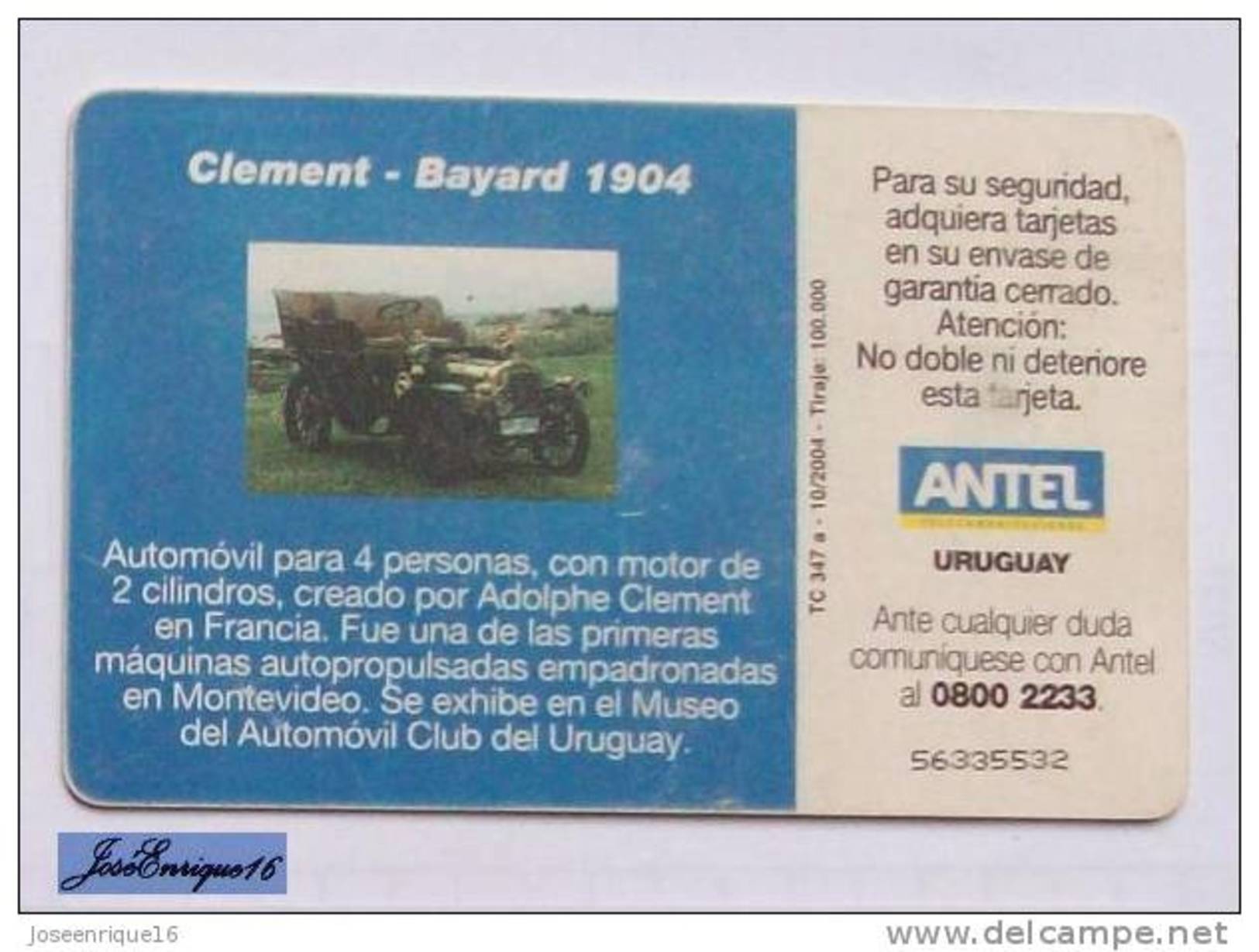 TC 347a Classic Cars, AUTOS CLASICOS. CLEMENT - BAYARD 1904 . ANTEL, URUGUAY - Uruguay