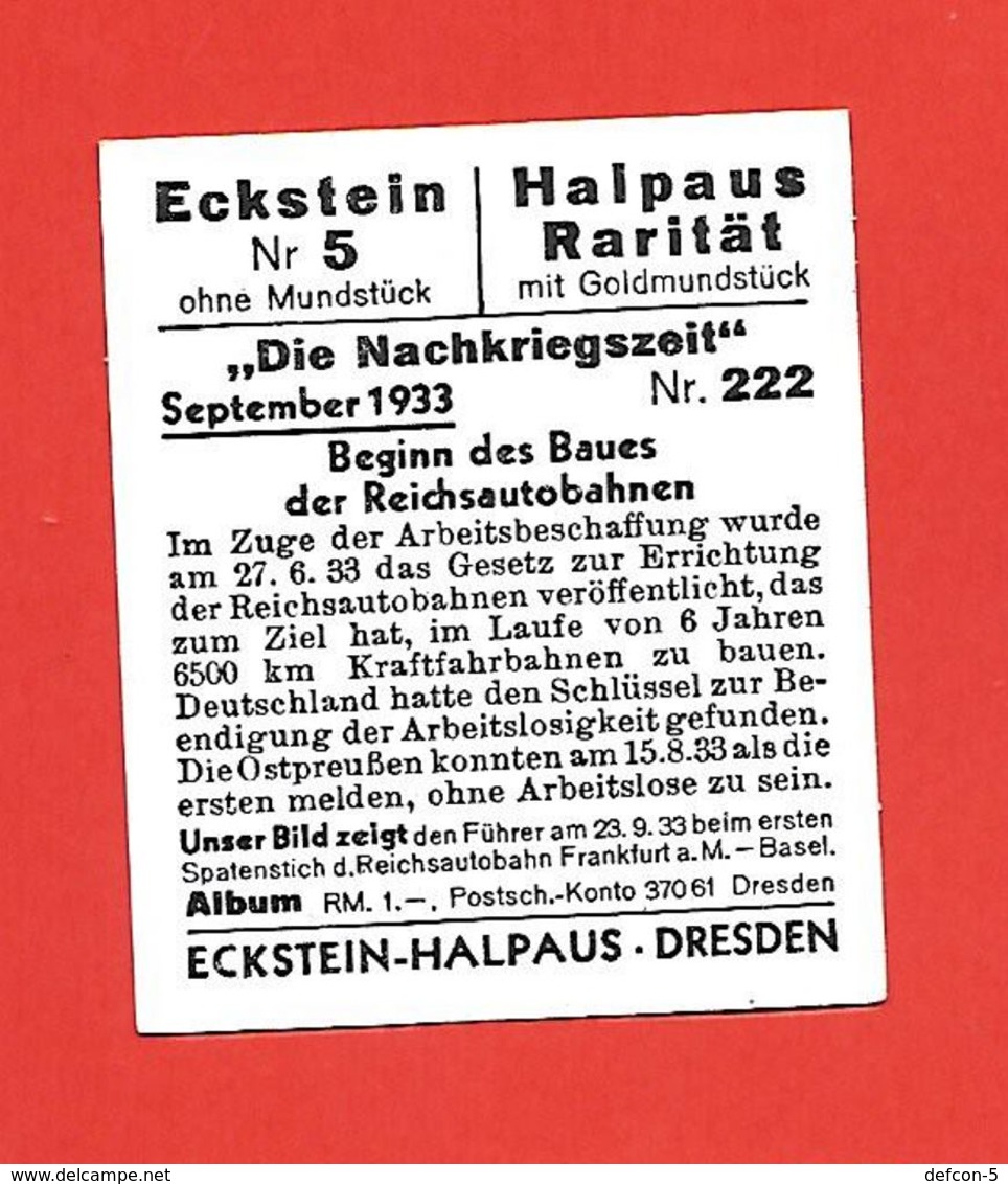 1 Sammelbild: Der Führer Am 23.9.33 Beim Ersten Spatenstich Der Reichsautobahn Frankfurt A.M. - Basel (AH11) - Sigarette (marche)