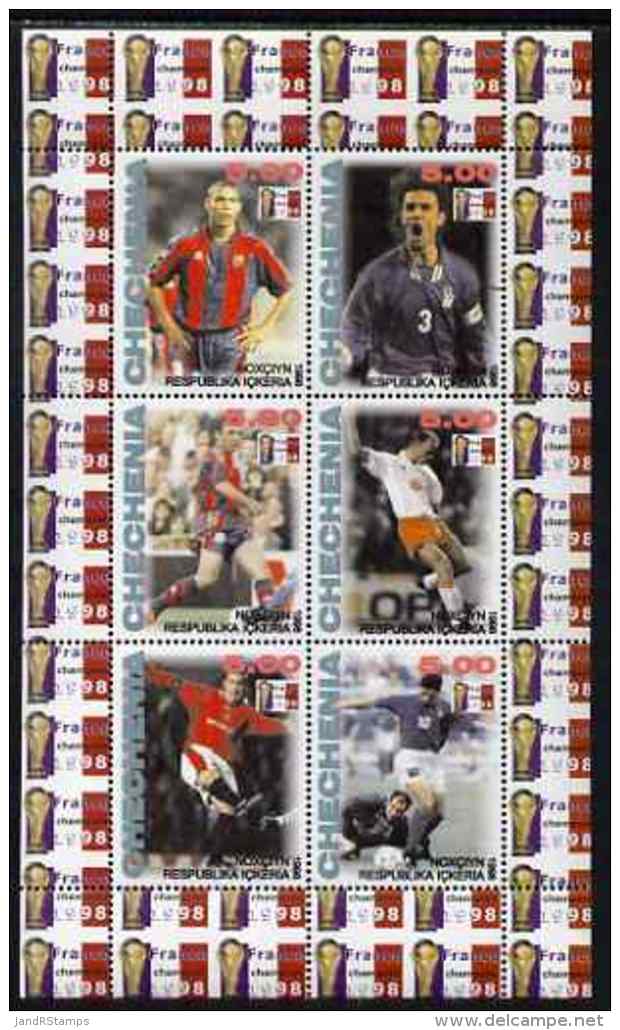 65889 Chechenia 1998 Football World Cup (France 98) Perf Sheetlet Containing 6 Values, Unmounted Mint - 1998 – France