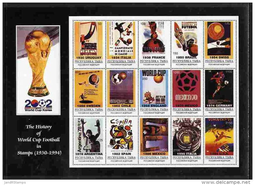 69966 Touva 2002 Football World Cup - The History Of The World Cup Perf Sheetlet Containing 15 Values Unmounted Mint - 2002 – South Korea / Japan