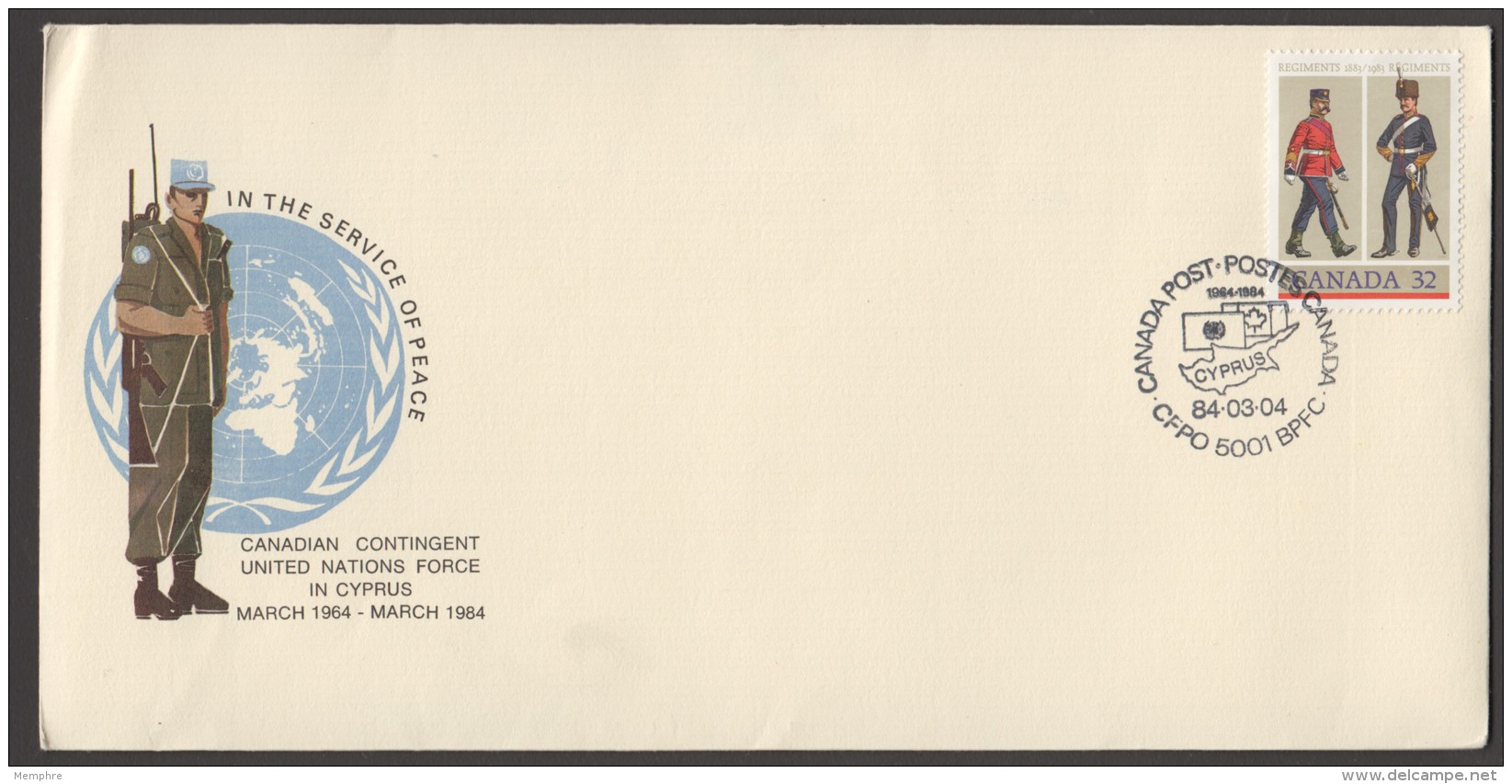 MILITARY -  Canadian Contingent In UN Force In Cyprus - 20th Ann Special Cancel CFPO 5001 - With Insert - Commemorative Covers