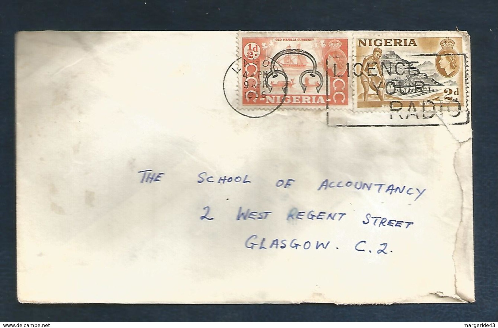 NIGERIA COLONIE ANGLAISE 1956 AFFRANCHISSEMENT COMPOSE SUR LETTRE POUR L'ECOSSE - Zypern (...-1960)