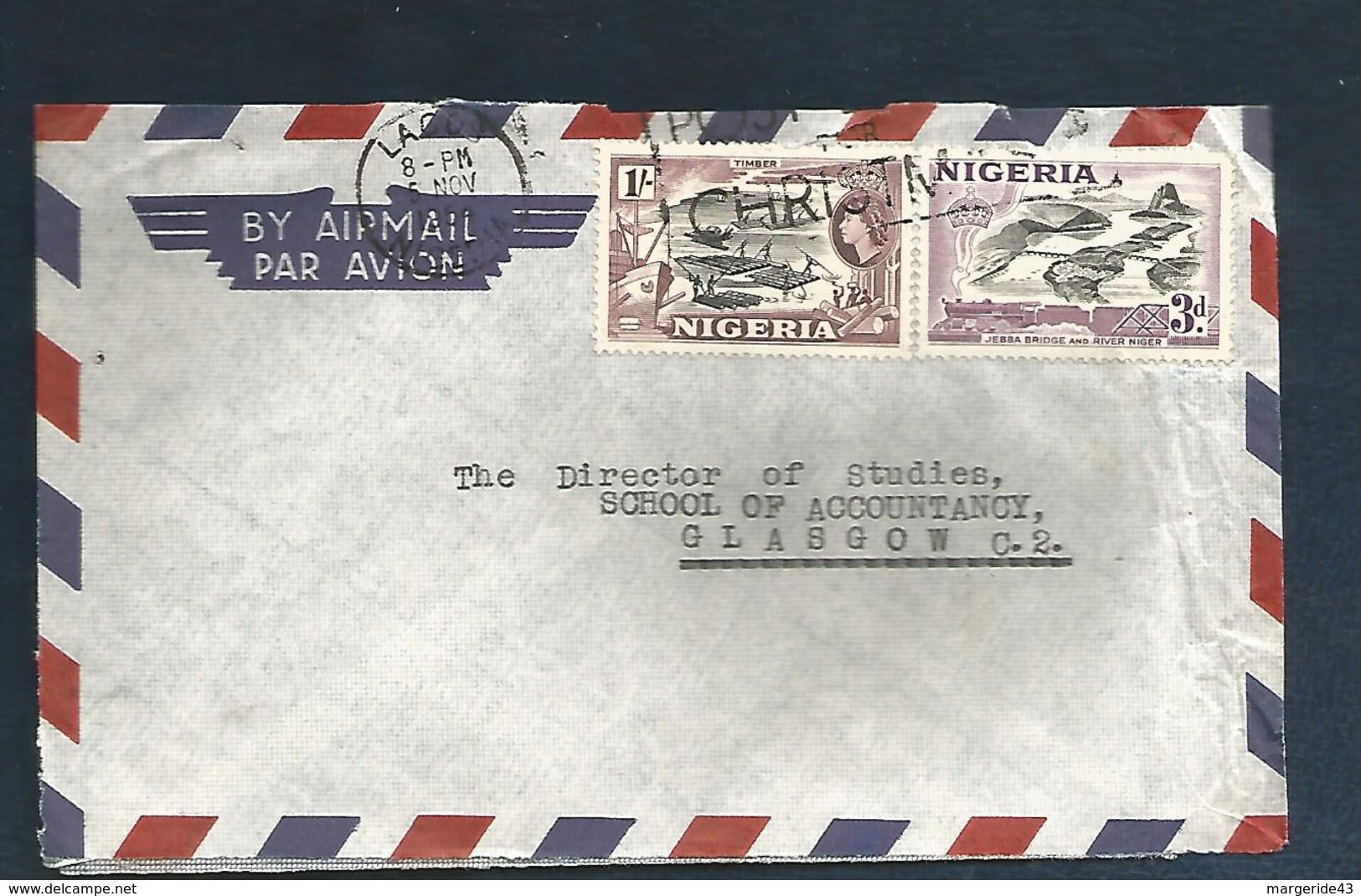 NIGERIA COLONIE ANGLAISE 1954 AFFRANCHISSEMENT COMPOSE SUR LETTRE POUR L'ECOSSE - Chipre (...-1960)