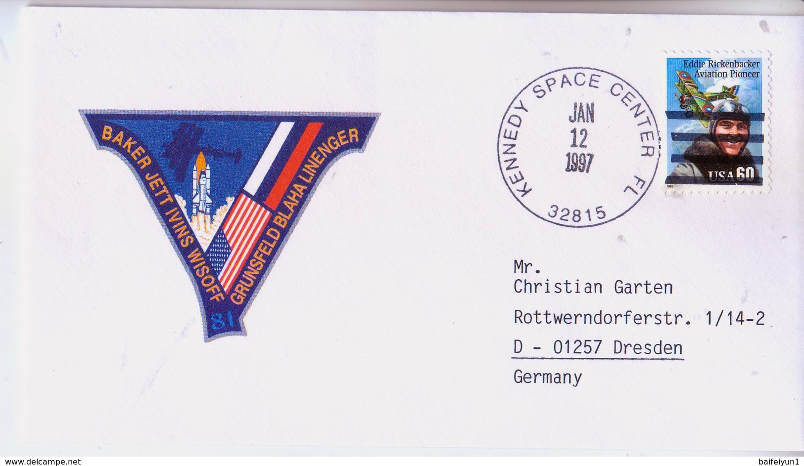 1997 USA  Space Shuttle Atlantis STS-81 Commemorative Cover - North  America