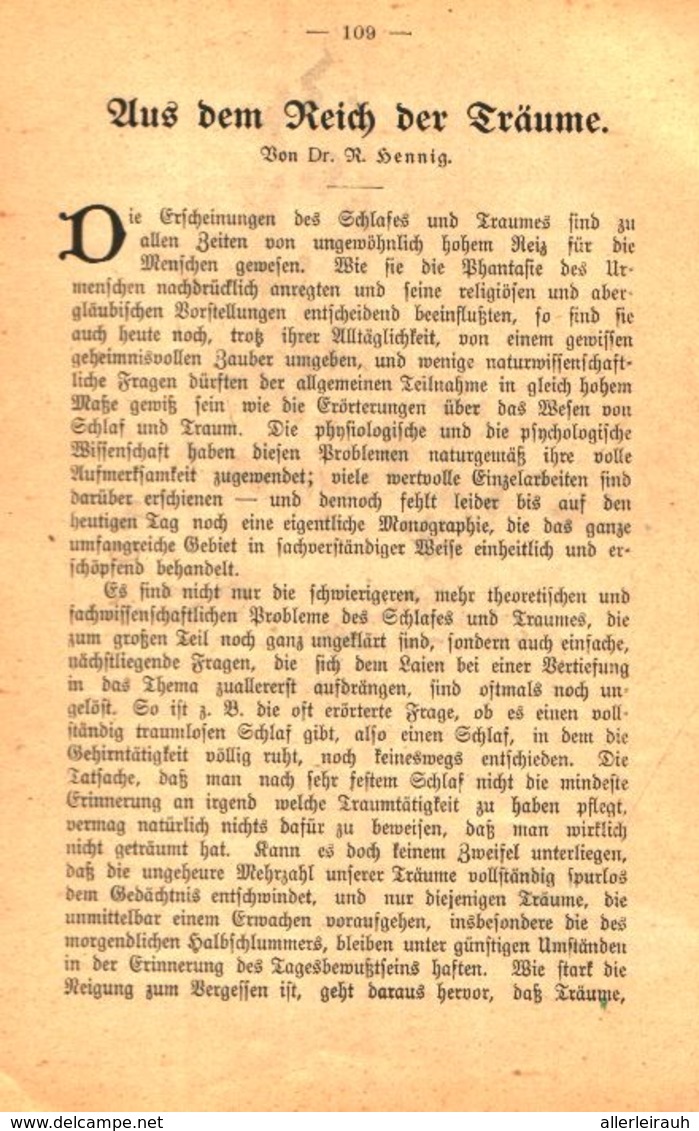 Aus Dem Reich Der Träume / Artikel, Entnommen Aus Kalender / 1907 - Bücherpakete