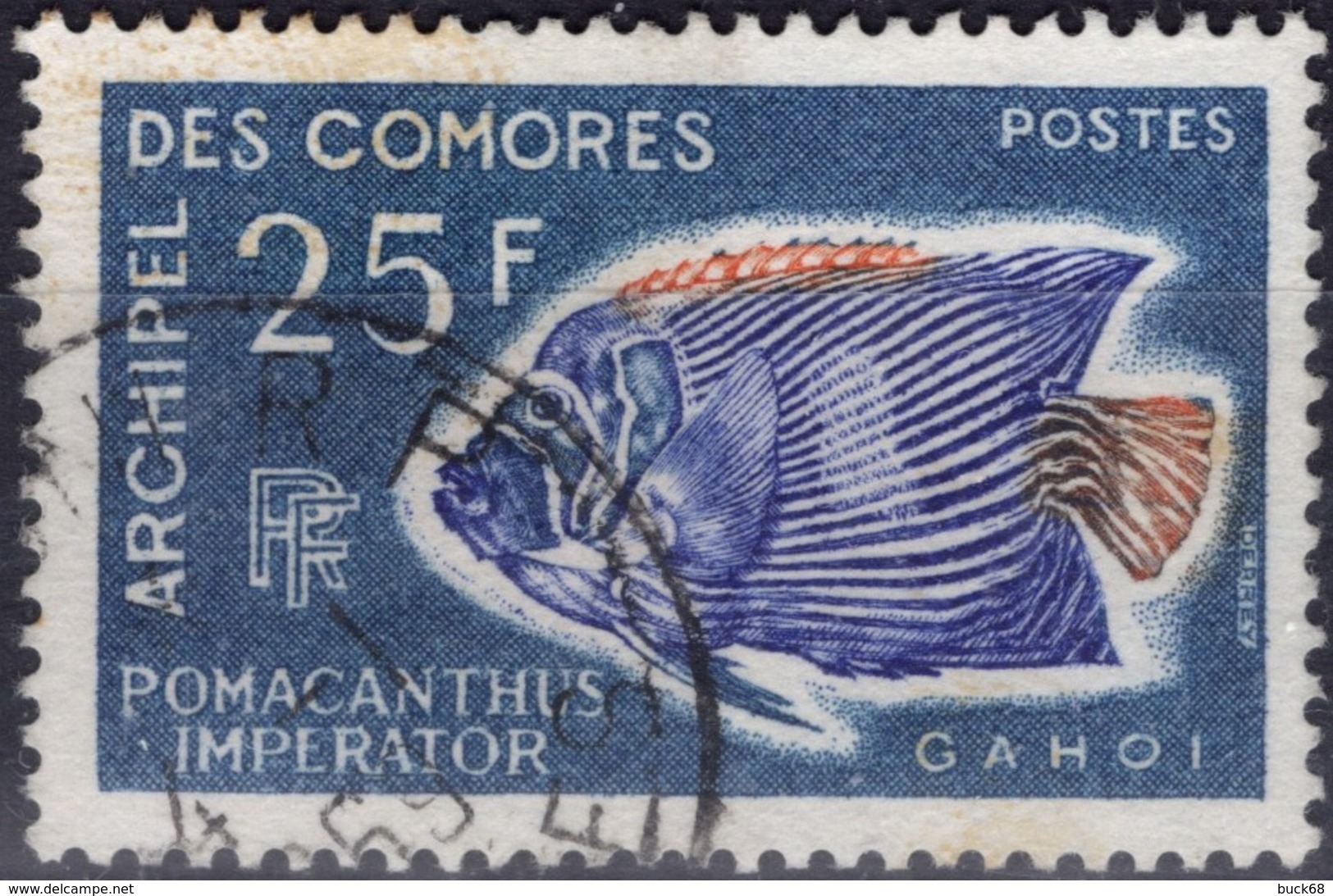 COMORES Poste  48 (o) Poisson Exotique Pomancanthus Imperator Ange De Mer Poisson Empereur (CV 5 €) - Used Stamps