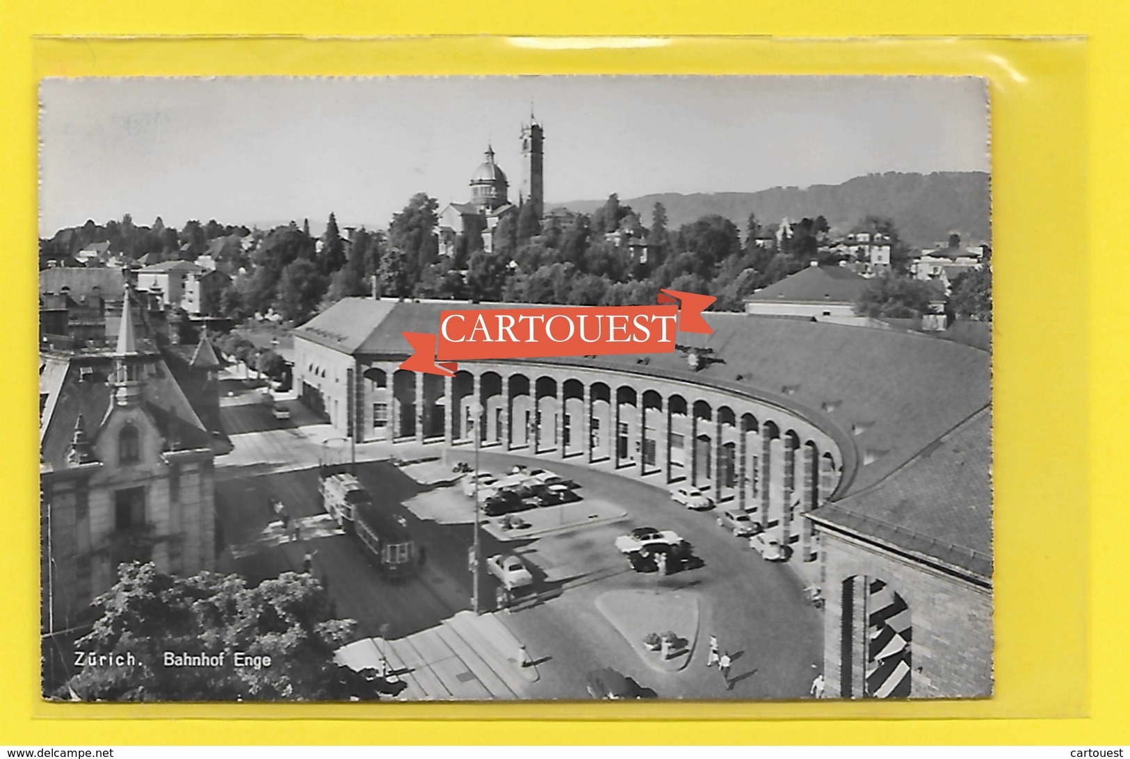 ZURICH - Bahnhof Enge 1958 ( Trolley - Auto ) - Enge