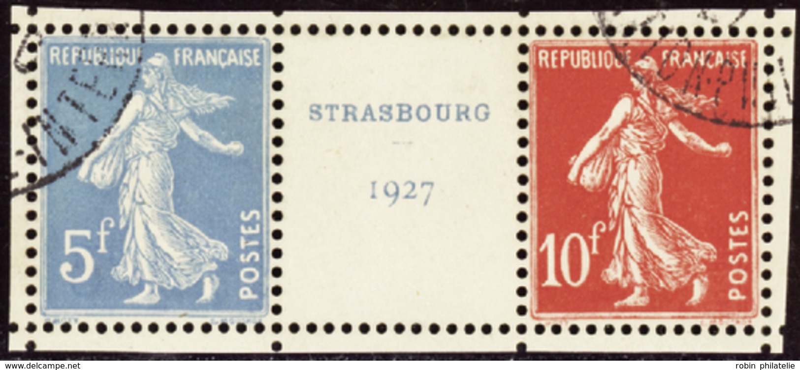 387 N°242 A Strasbourg 1927 Paire Avec Intervalle TB Qualité:OBL Cote: 900  - Autres & Non Classés