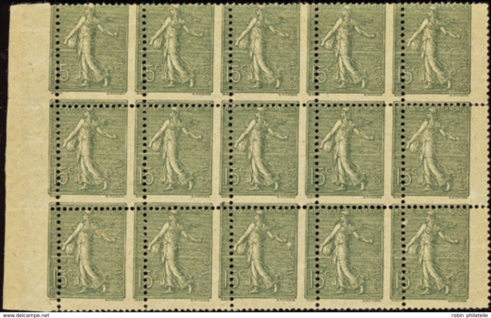 749 N°130 Bloc De 15 Timbres Piquage à Cheval (pli Sur 4ex-1ex*) Qualité:** Cote: 2340  - Non Classés