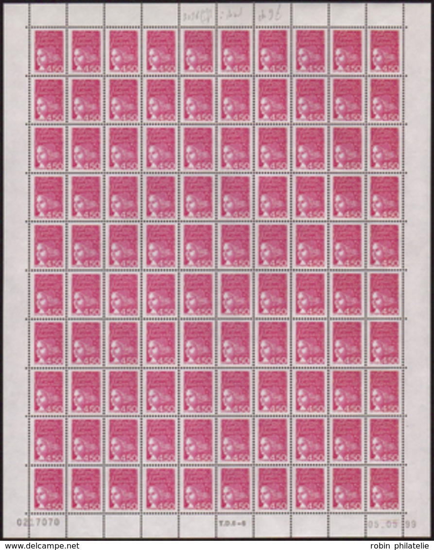 1278 N°3096 4f50 Rose Feuille De 100 Timbres Phosphore à Cheval Qualité:** Cote: 900  - Non Classés