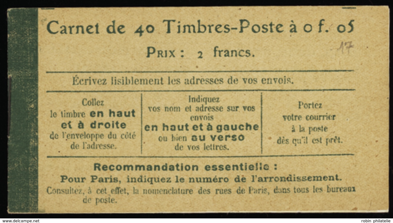 1691 N°137 C9  5c Semeuse Vert 40 Timbres Qualité:** Cote: 370  - Autres & Non Classés