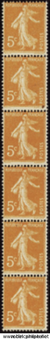 1873 N°5 5c Semeuse Orange Bande Verticale De 6 Timbres Qualité:** Cote: 310  - Roulettes