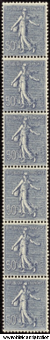 1874 N°7 50c Semeuse Lignée Bande Verticale De 6 Timbres Qualité:** Cote: 525  - Roulettes