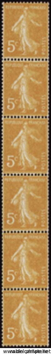 1875 N°8 5c Semeuse Orange Bande Verticale De 6 Timbres Qualité:** Cote: 185  - Roulettes