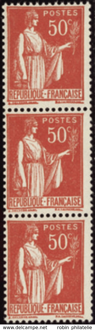 1886 N°32 50c Paix Rouge Bande De 3 Timbres Qualité:** Cote: 480  - Roulettes