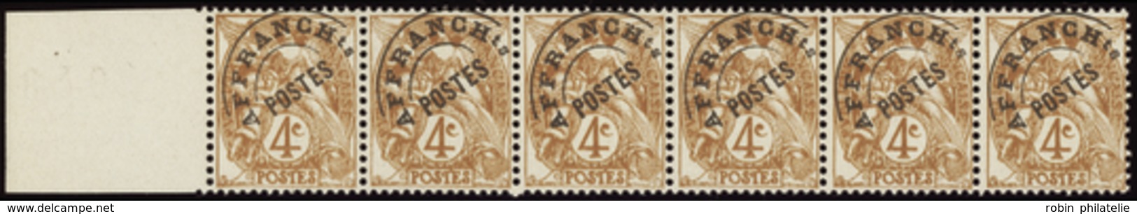 1892 N°42 4c Blanc Préoblitéré Bande Horizontale De 6 Timbres Qualité:** Cote: 3000  - Roulettes