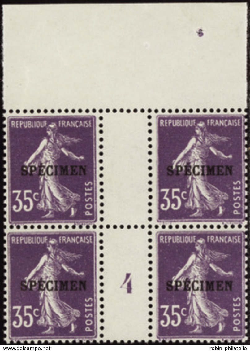 2427 N°66 35c Semeuse Violet Bloc De 4 Haut De Feuille Mill 4 Qualité:** Cote: 320  - Millésimes