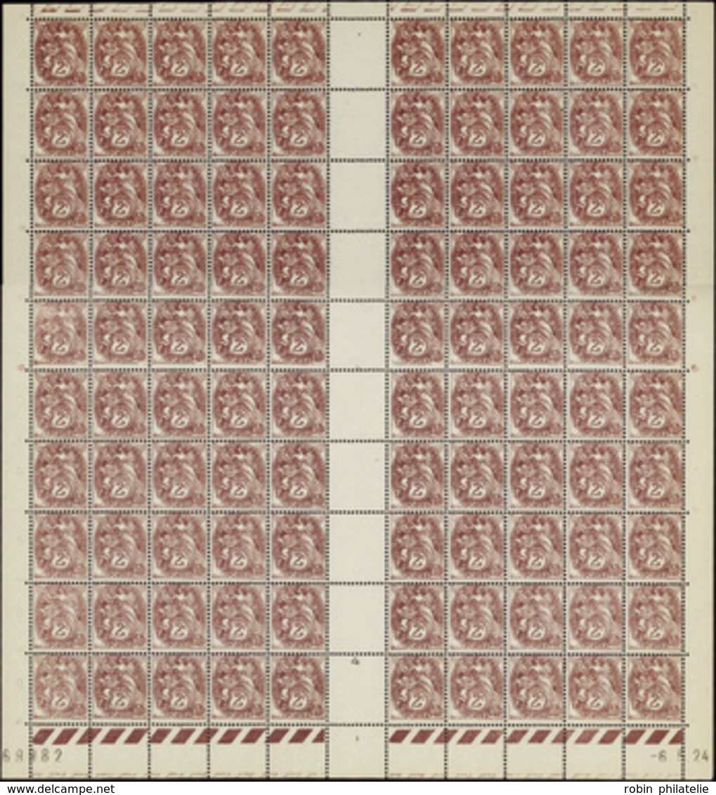 2433 N°108 B 2c Blanc Feuille De 100 Timbres CD 6-5-24 Qualité:** Cote: 155  - Millésimes