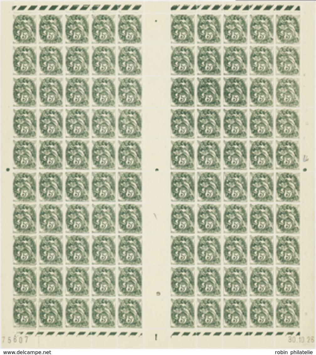 2439 N°111 5c Blanc Feuille De 100 Timbres CD 30-10-26 Qualité:** Cote: 500  - Millésimes