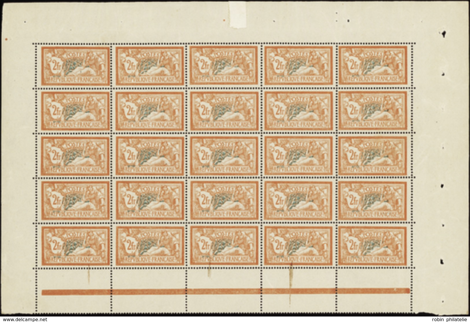 2442 N°145 2f Merson Feuille De 25 Timbres (tache Sur 3ex) Qualité:** Cote: 3750  - Millésimes