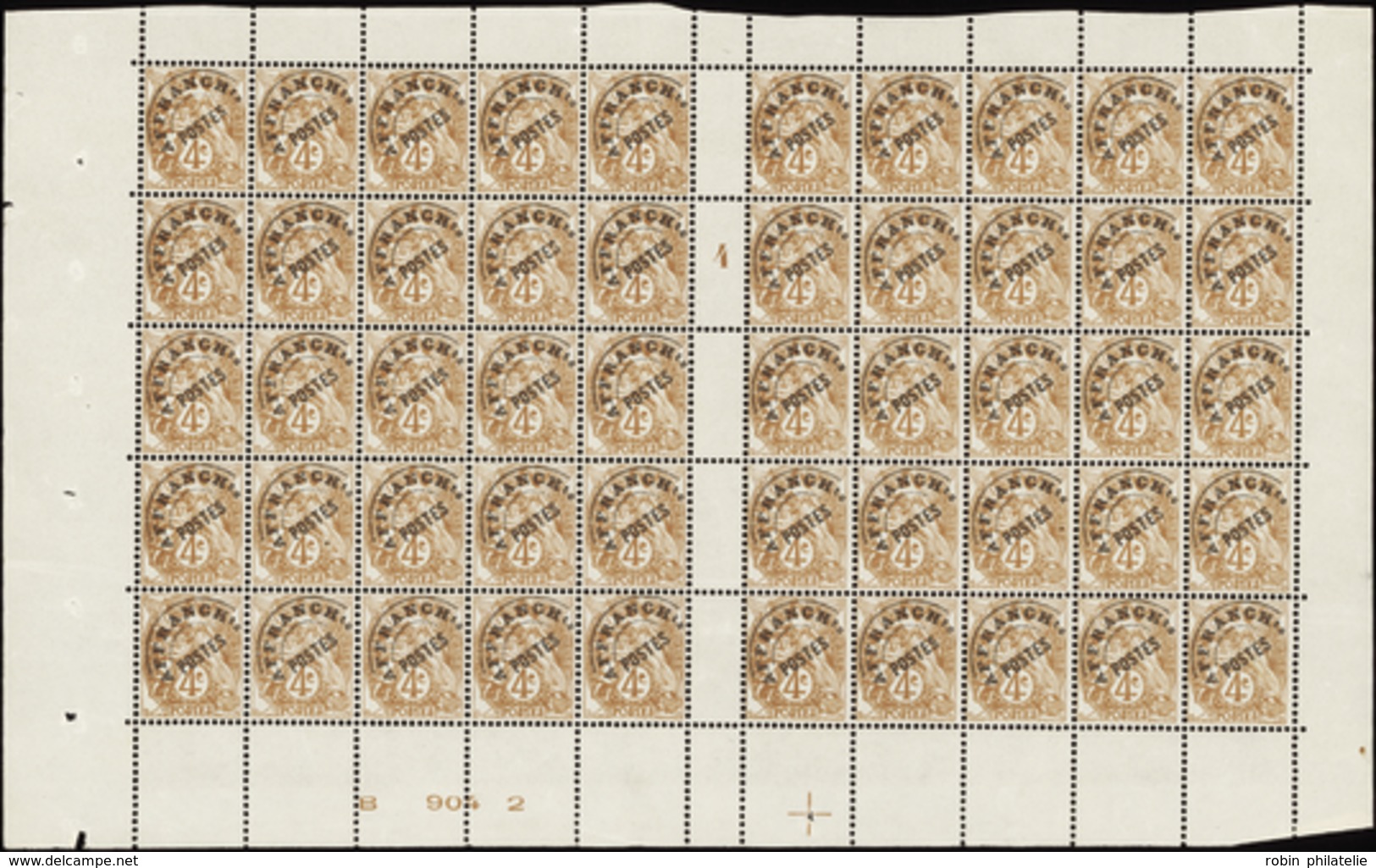 2513 N°40 4c Blanc Feuille De 50 Timbres Mill 4 Qualité:** Cote: 250  - Millésimes