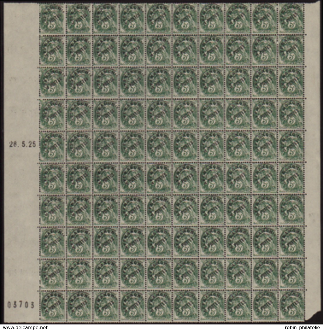 2515 N°41 5c Blanc Feuille  De 100 Timbres Pour Roulette (séparation Sur 3 Timbres En Bas) Qualité:** Cote: 13100  - Millesimi