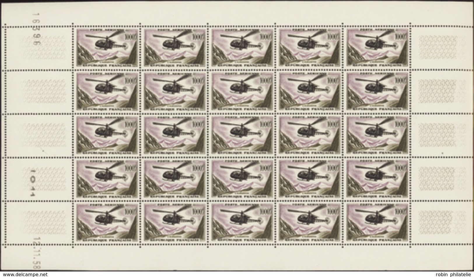 2525 N°37 1000f Alouette Feuille De 25 Timbres CD 12-11-58 Qualité:** Cote: 1800  - Millésimes