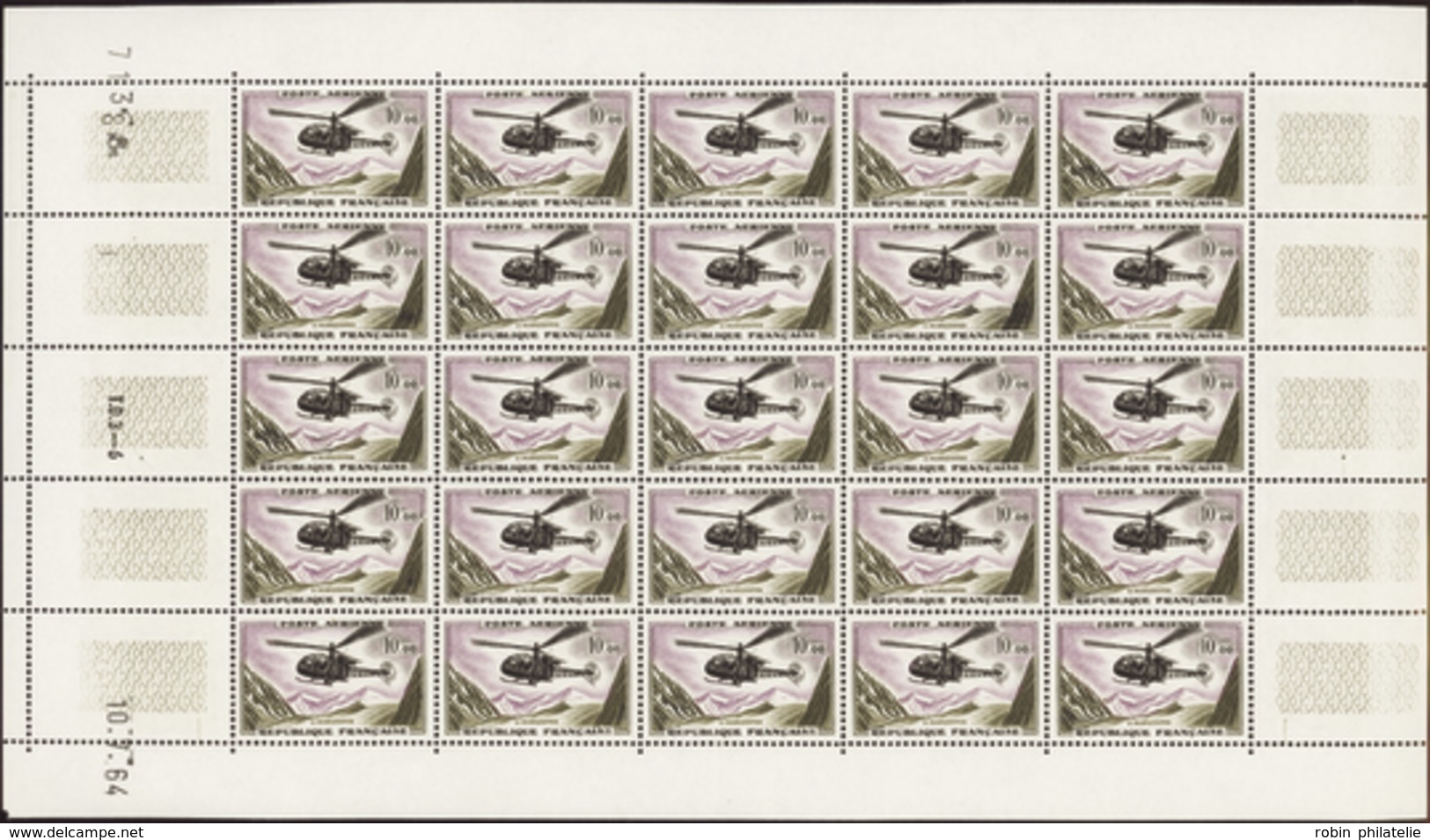 2527 N°41 10,00 Alouette Feuille De 25 Timbres CD 10-7-64 Qualité:** Cote: 300  - Millésimes