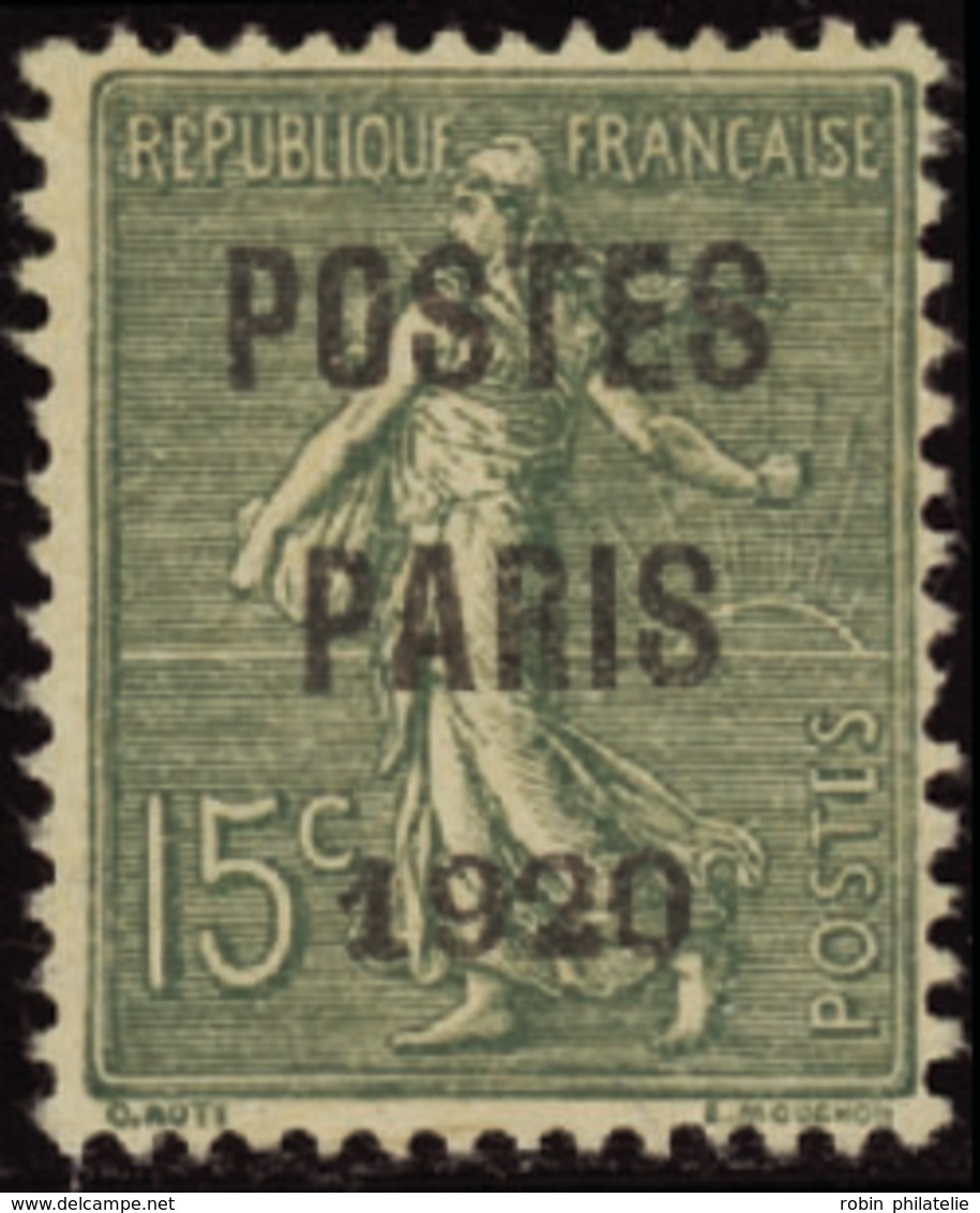 2536 N°25 15c Semeuse Lignée "Postes Paris 1920" Qualité:(*) Cote: 125  - Altri & Non Classificati