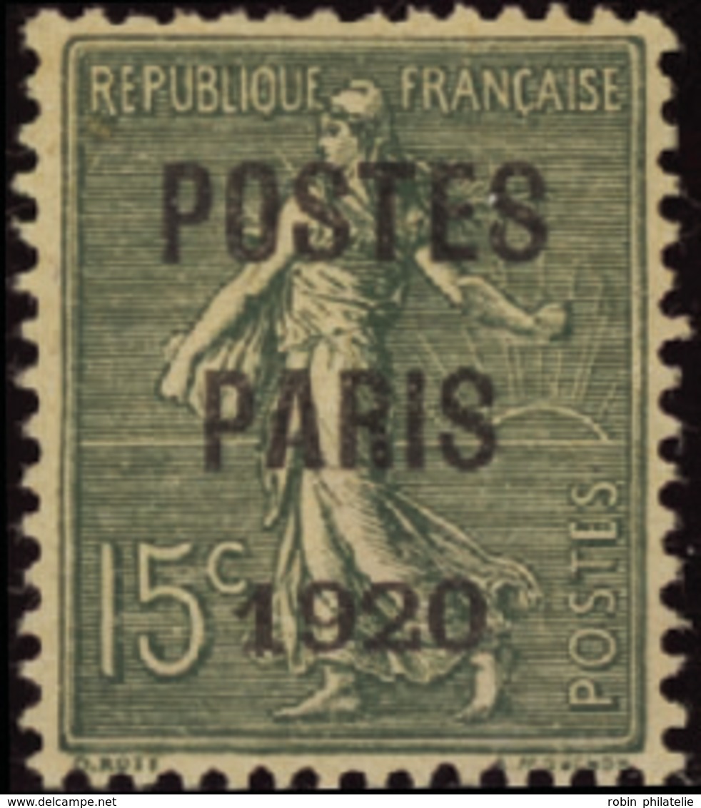 2537 N°25 15c Semeuse Lignée "Postes Paris 1920" Qualité:(*) Cote: 125  - Autres & Non Classés